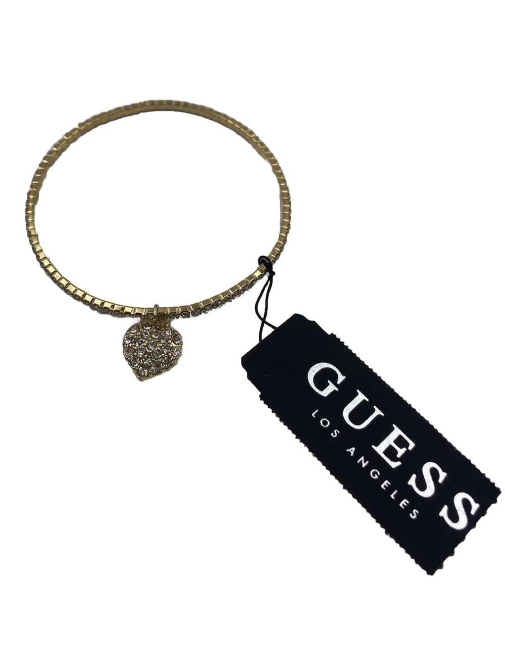 Guess Charm Bracelet Women’s Stretchy Heart Gold Tone Jewelry Brand New